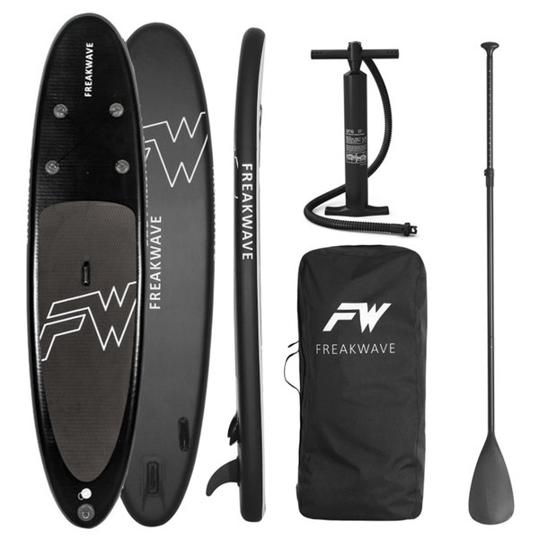 FREAKWAVE - SUP Board NIGHT Carbon Look + Zubehör, L335 x H15 x T79 cm, Stand Up Paddle Board aufbla