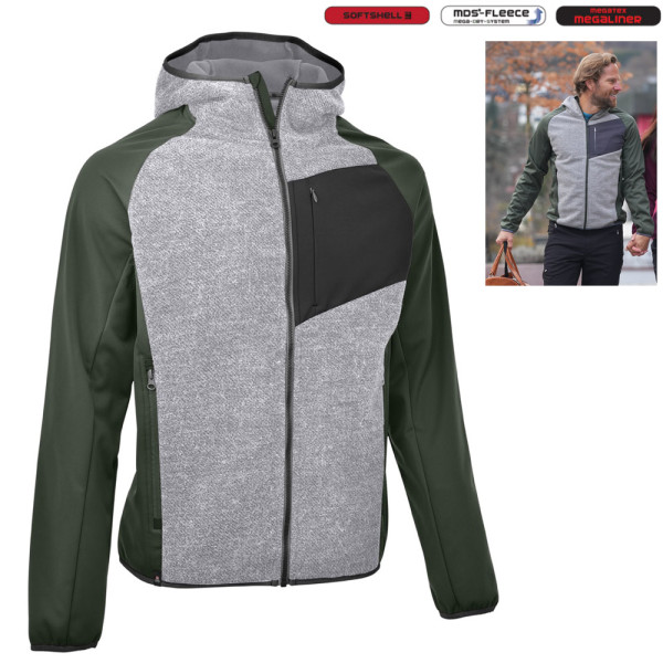 Maul - Engelberg Hybridsoftshelljacke Fleece Softshell Jacke, grün grau