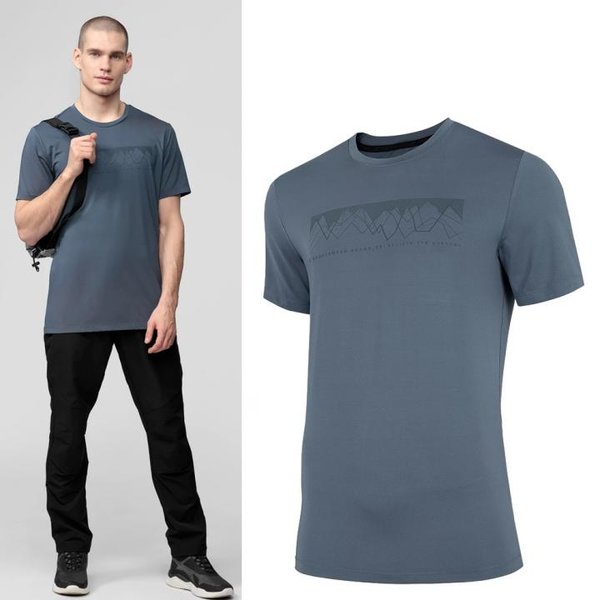 4F - Herren Outdoor T-Shirt - blau grau