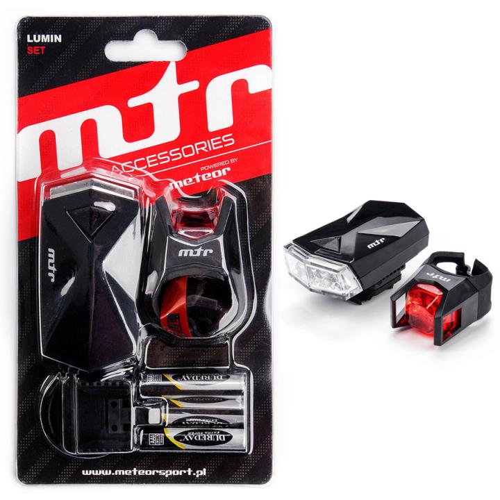 MTR - LUMIN SET LIGHT - Fahrradlicht Set Licht mit Halterung für vorne und  hinten inkl. Batterien