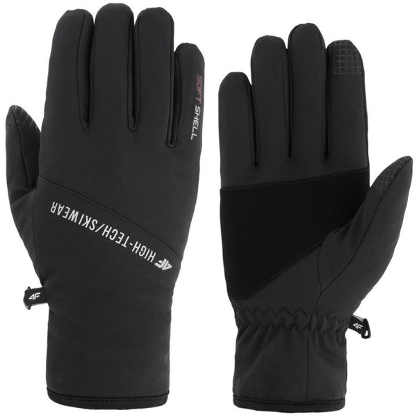 4F - Sport Softshell Handschuhe- dicke Sporthandschuhe, schwarz