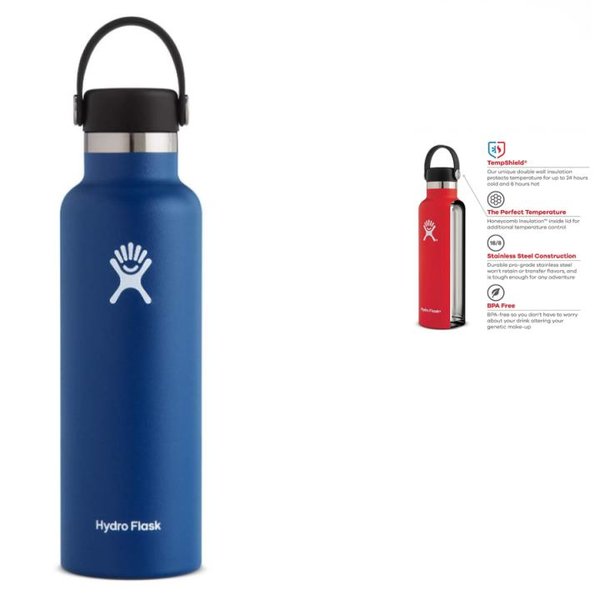 Hydro Flask Unisex – Erwachsene Standart Mouth Trinkflasche, blau 621ml