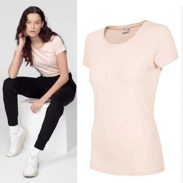 4F- Damen Basic T-Shirt - rosa