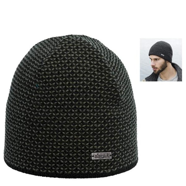 Eisglut Mütze Haube Wintermütze, schwarz grau, L/XL
