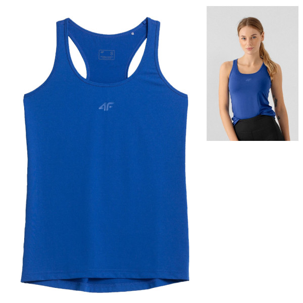 4F - Damen Fitness Tank Top Sportshirt, blau