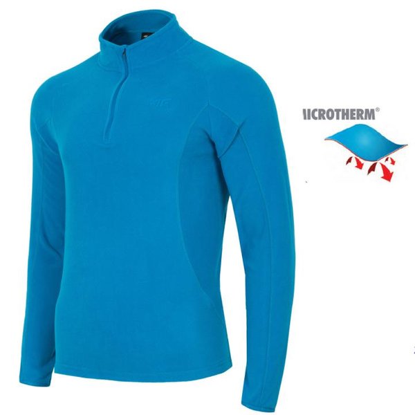 4F - Herren Fleece Langarmshirt - Longshirt - blau