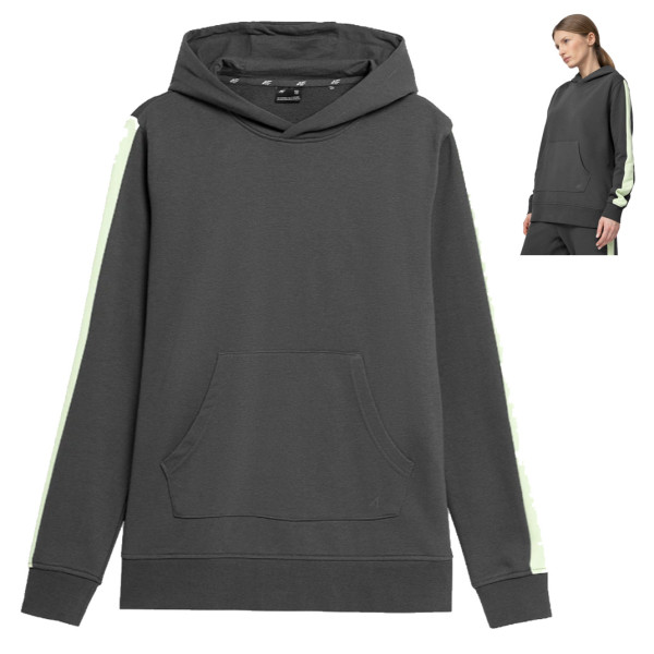 4F - Damen Hoodie Pullover Sweatshirt, grau
