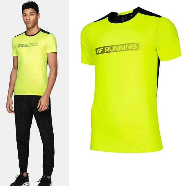 4F - Herren Laufshirt 2020 - Herren Sport T-Shirt - neongrün