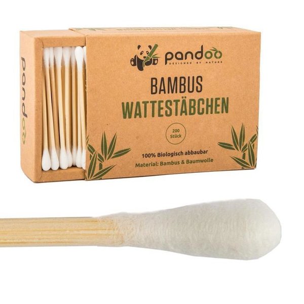 PANDOO - Wattestäbchen aus 100% natürlichem Bambus - 100 Stk.