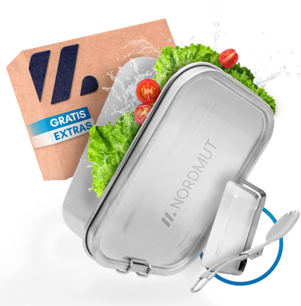 NORDMUT - Edelstahl Lunchbox Metall Brotdose BPA frei auslaufsicher