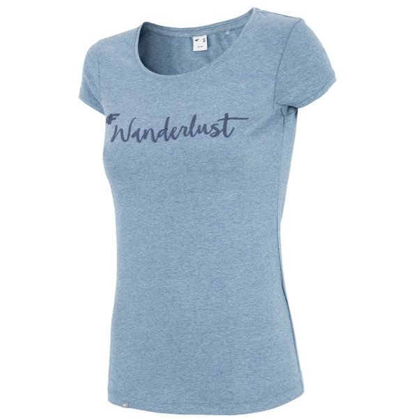 Wanderlust - Damen 4F T-Shirt Baumwollshirt - blau