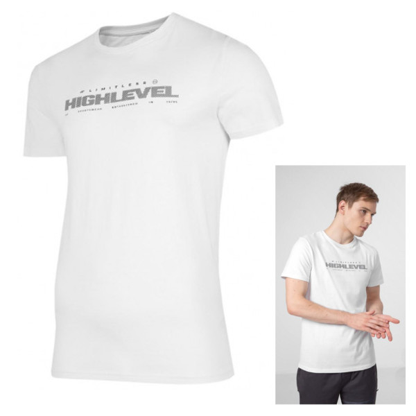 4F - Herren T-Shirt Baumwolle mit Print - weiß