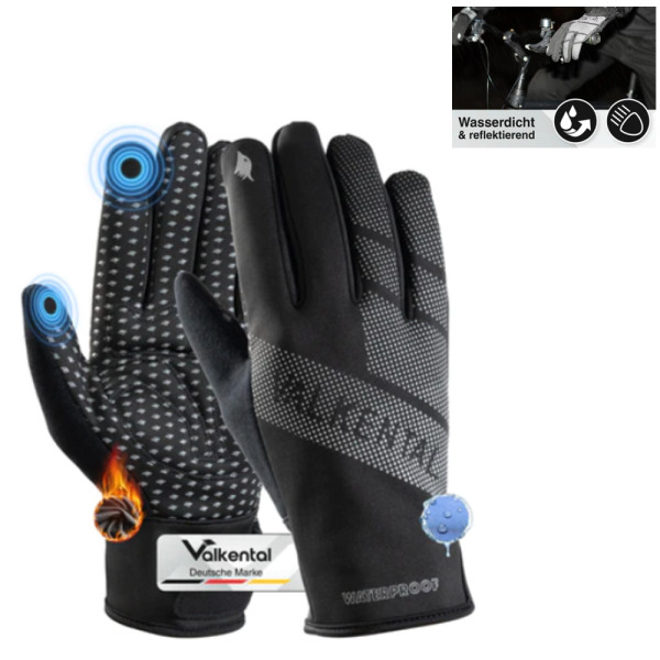 Valkental GloRider Flex wasserfester Handschuhe mit Grip, schwarz