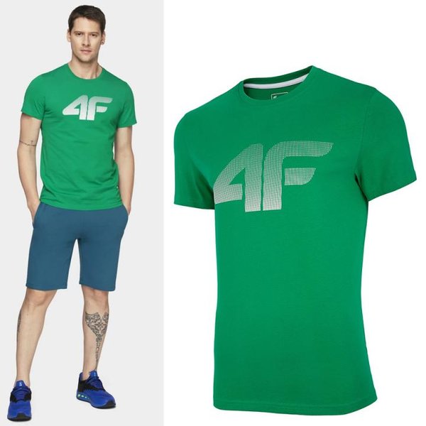 4F - Herren Basic Logo Sport T-Shirt - grün