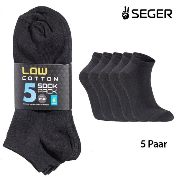 SEGER - 5er Pack kurze Baumwoll-Socken - schwarz