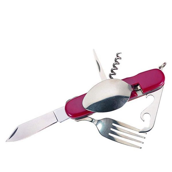 Camping Knife Taschenmesser Multifunktionsmesser mit Löffel, Gabel Messer