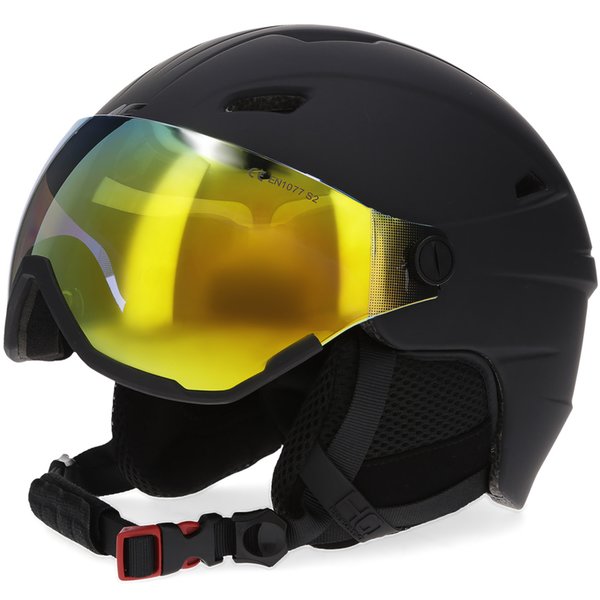 4F - Ski- Snowboardhelm - Marken CE Skihelm mit Brille Visier, schwarz