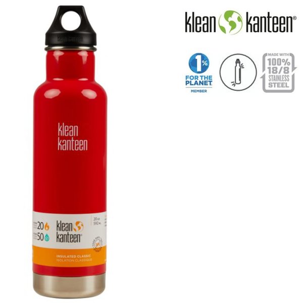 Klean Kanteen - Sport Classic Trinkflasche Brushed Stainless mit Loop Cap,592ml