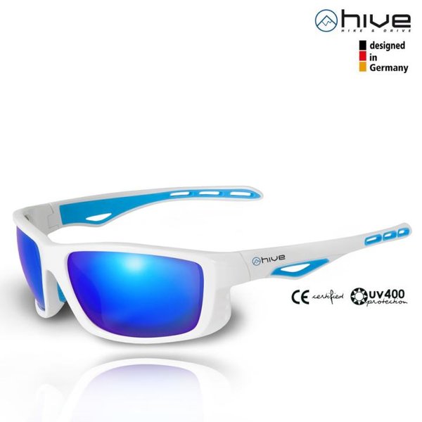hive - Sportbrille Sonnenbrille - verspiegelt - UV400 - Kat. 3 - White Version