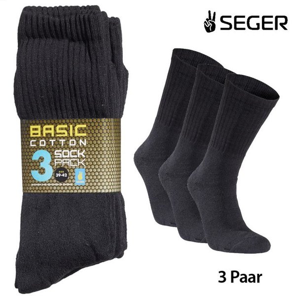 SEGER - 3er Pack dicke Baumwoll-Socken - dunkelgrau