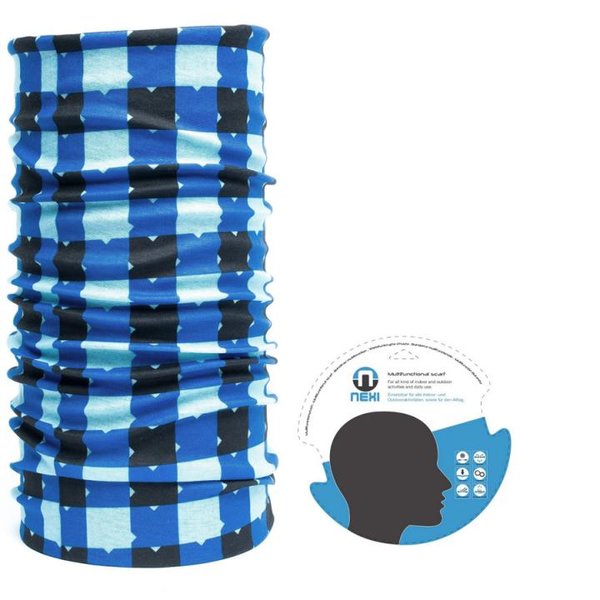 Nexi Multifunktions Tuch Schlauchtuch - universell einsetzbar, blau kariert