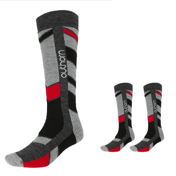 OUTHORN - dicke Ski Socken - Unisex Ski- und Snowboardsocken - schwarz rot