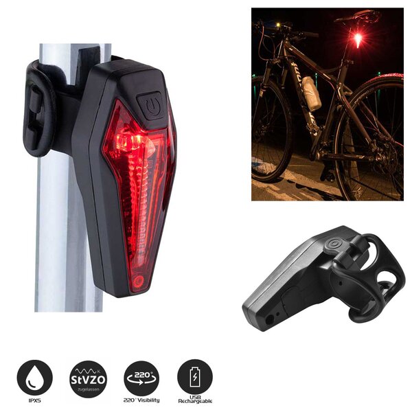 Hive - LED Fahrrad Rücklicht USB aufladbar - StVZO zugelassen - lange Cree LED