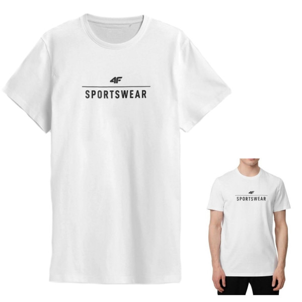 4F SPORTSWEAR - Herren T-Shirt Baumwolle mit Logo, weiß