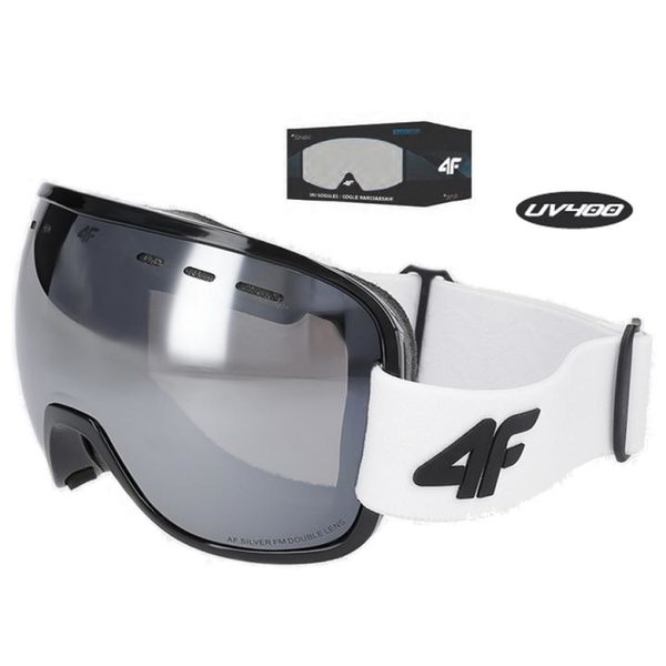 4F - Skibrille Snowboardbrille - AF SILVER FM DOUBLE LENS - schwarz weiß
