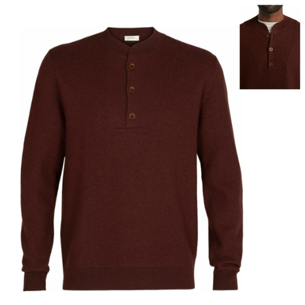 Icebreaker - Merino M Abbeyfield Half Button Sweater Pullover, espresso