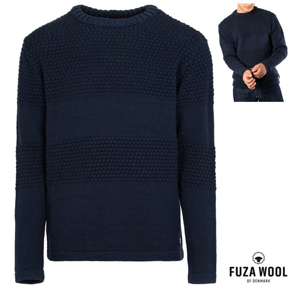 FUZA WOOL - Herren 100% Merino Pullover Nyhavn Sweater Round Neck