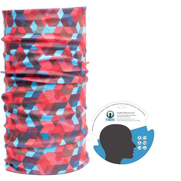 Nexi - Multifunktions Tuch Schal Kopftuch - blau rot