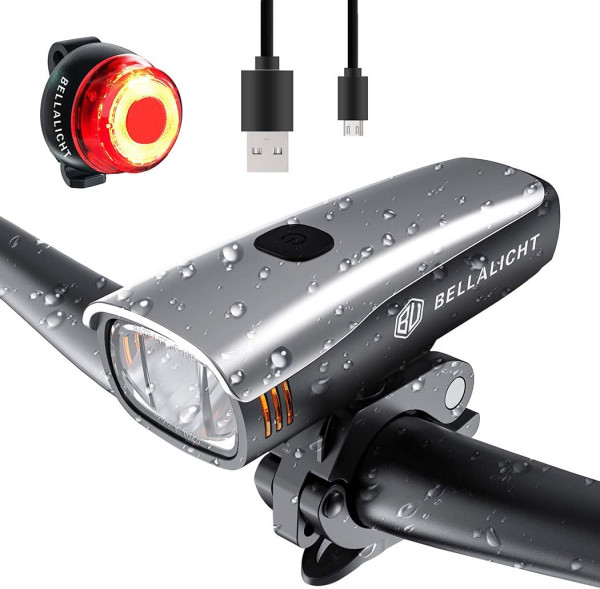 LED Fahrradlicht Set - Fahrradbeleuchtung 60 Lux 2 Modi USB aufladbar
