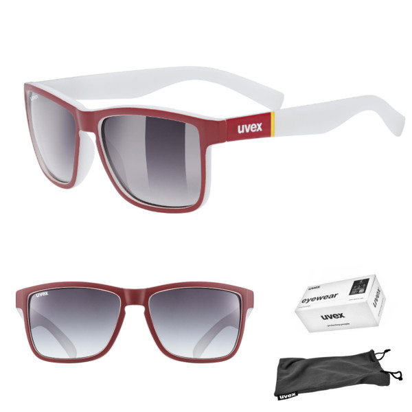 UVEX - Sport- Sonnenbrille LGL 39 Allround Sportbrille, weiß rot