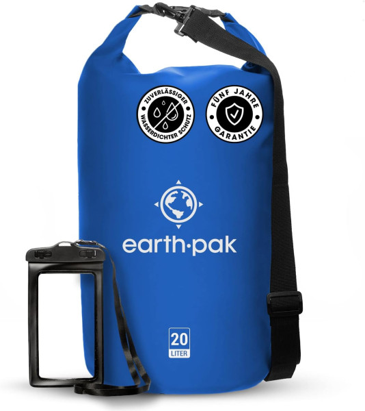Earth Pak - wasserdichter Packsack - Drybag 40 Liter mit Handyhülle