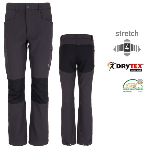 Silverpoint - Herren 4Wege-Stretch Trekkinghose Glenmore Drytex - grau schwarz