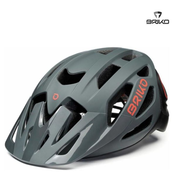 Briko - Sismic Helm Fahrradhelm, grau schwarz rot