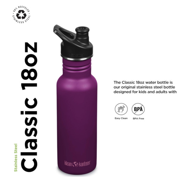 Klean Kanteen - Classic Trinkflasche recycled mit Loop Cap, lila 532ml