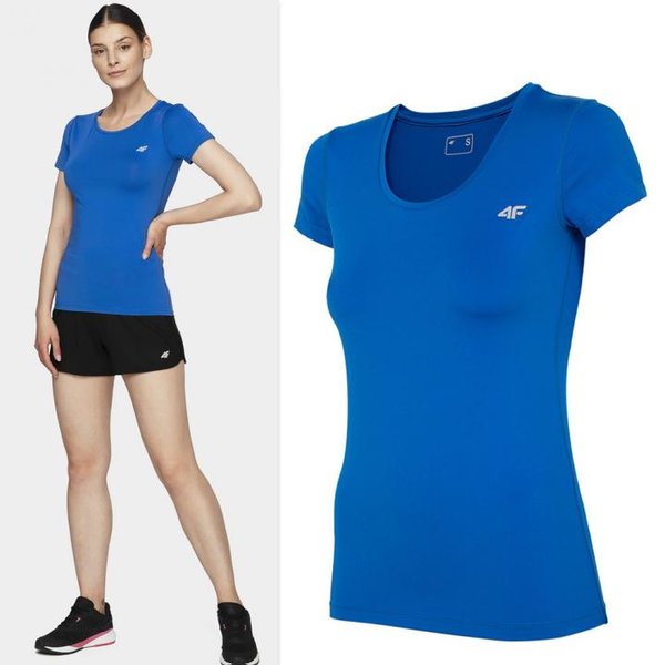 4F - Damen Fitness T-Shirt Sportshirt - blau