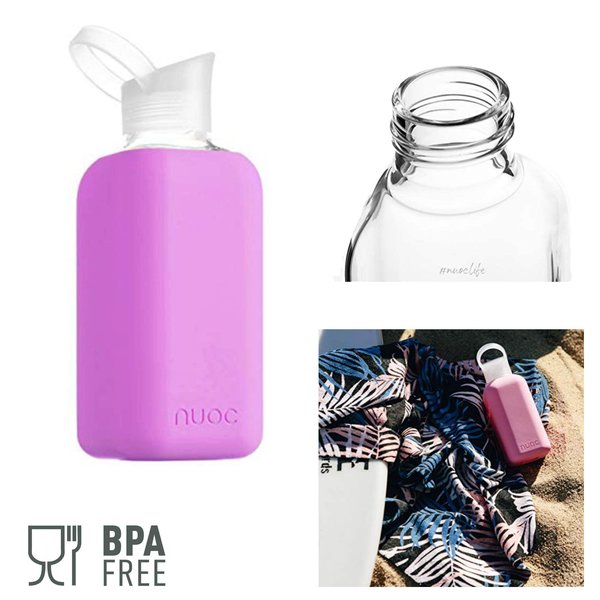 NUOC - Liv XL-Light Arima Glas Trinkflasche, rosa, 800ml