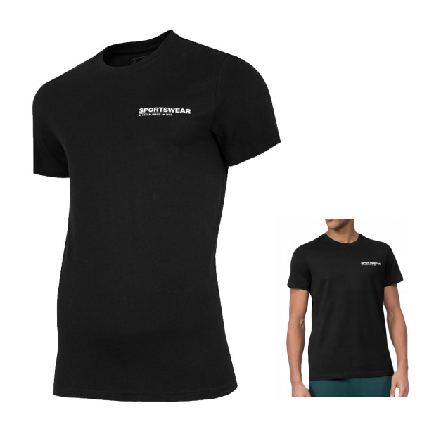 4F - Herren T-Shirt Baumwolle mit Print - schwarz