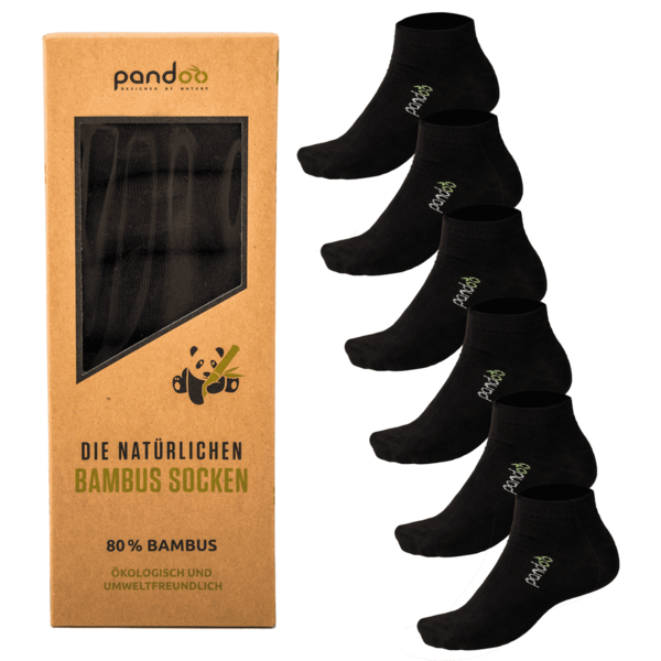 PANDOO - Socken - Natürliche Funktionssocken aus Bambus - schwarz - 6er Pack