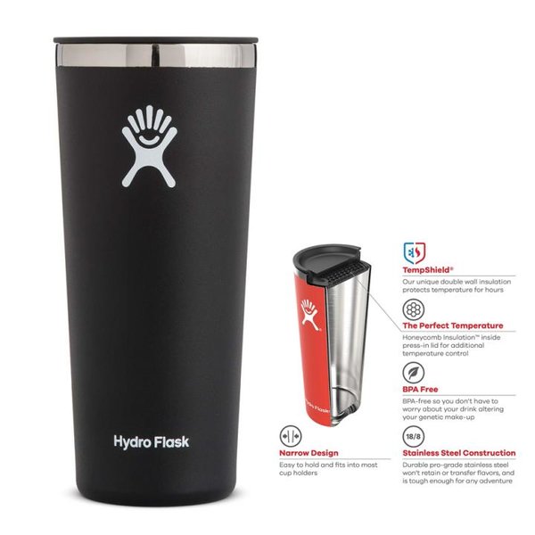 Hydro Flask - Kaffeebecher mit Deckel - schwarz 650ml