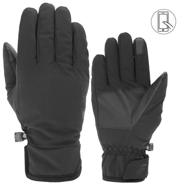 4F - warme Softshellhandschuhe Sporthandschuhe, schwarz