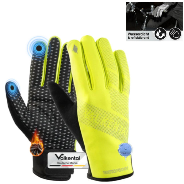 Valkental GloRider Flex wasserfester Handschuhe mit Grip, neongelb