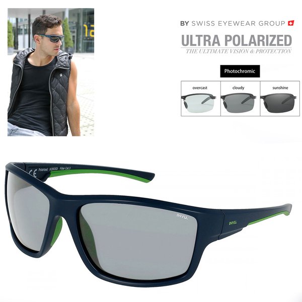 INVU - photocromic Ultra Polarized Sport Sonnenbrille 100% UV Schutz, navy