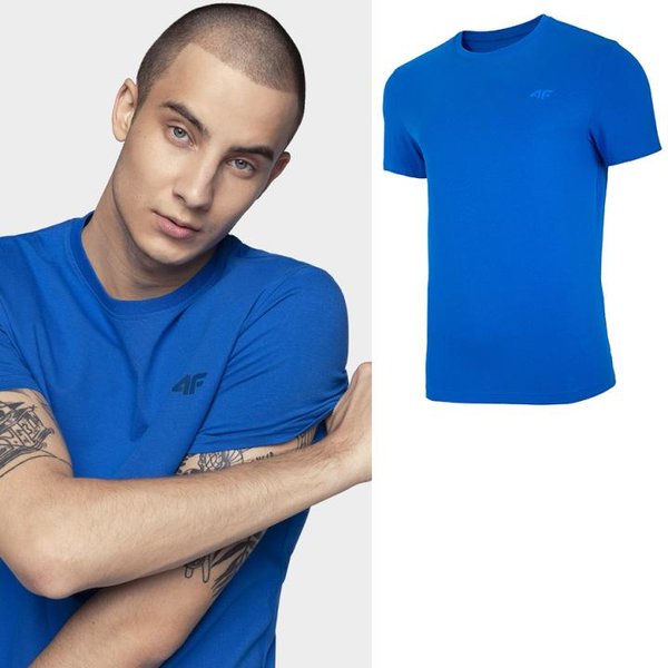 4F - Herren Basic T-Shirt Baumwolle - blau