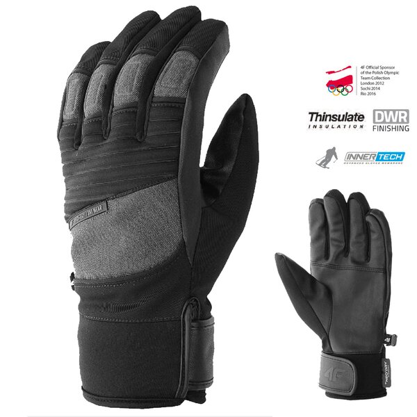Thinsulate - 4F Marken Skihandschuhe Winterhandschuhe - grau schwarz