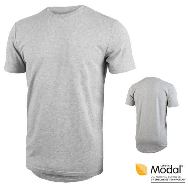 BN3TH - Modal Herren kurzarm Shirt T-Shirt, Shirt, grau weiß