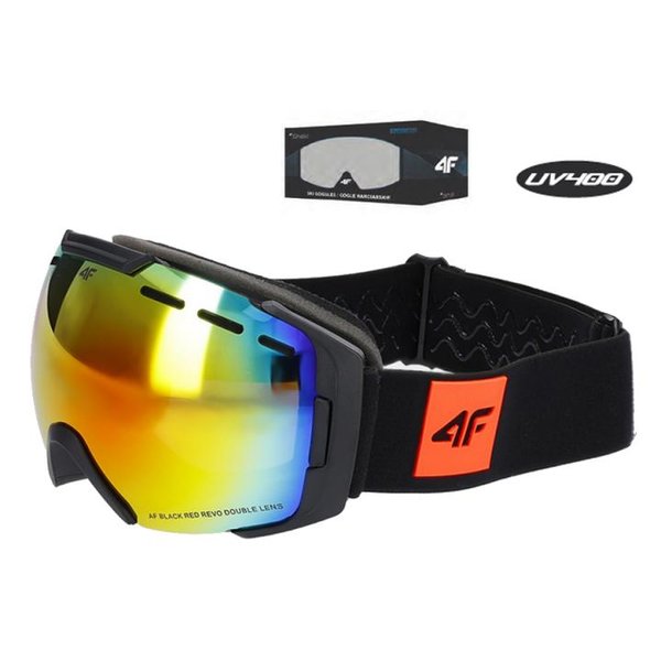 4F - Skibrille Snowboardbrille - AF BLACK RED REVO DOUBLE LENS